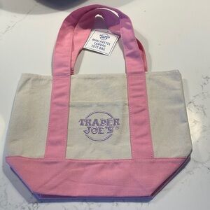 Pink & Natural Canvas Mini Tote Bag
